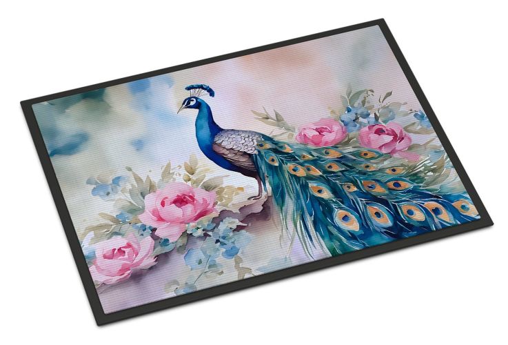 Peacock Doormat Front Door Mat Indoor Outdoor Rugs for Entryway, Non Slip Washable Low Pile, 24H X 36W